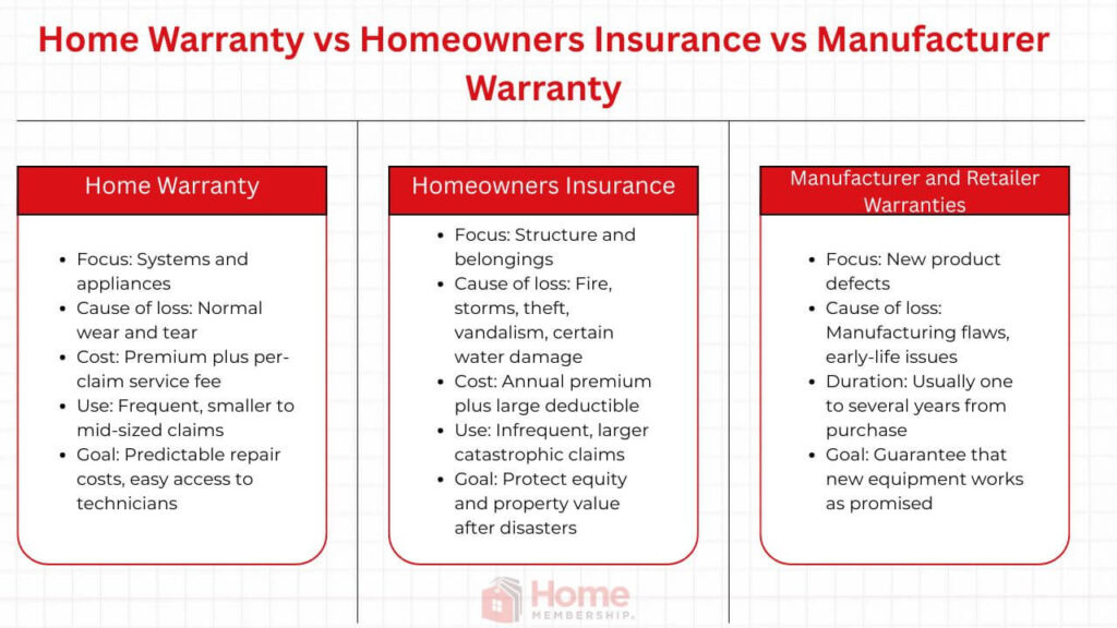 Home Warranty vs Homeowners Insurance vs Manufacturer Warranty