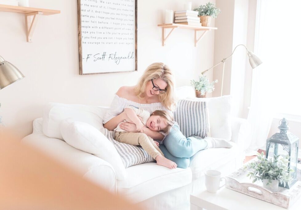 mother and daughter at home