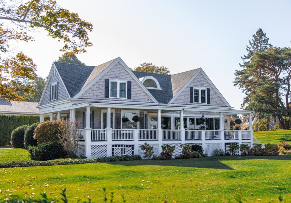 2-storey blue house